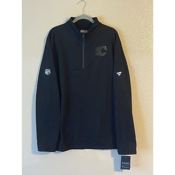 Men's 2XL NWT Calgary Flames Fanatics Authentic Pro Training 1/4 Zip Jacket